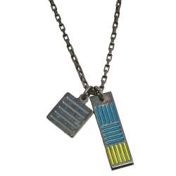 Pre Owned Louis Vuitton Damier Color Palladium Plated Pendant Necklace