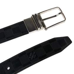 مملوكة مسبقًا Louis Vuitton Black Damier Embossed Leather Reversible Boston Belt 95CM