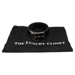 مملوكة مسبقًا Louis Vuitton Black Damier Embossed Leather Reversible Boston Belt 95CM