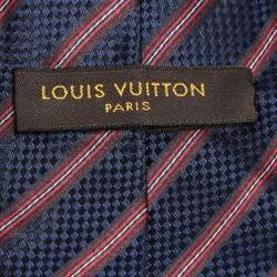 Louis Vuitton Blue & Red Diagonal Striped Silk Tie