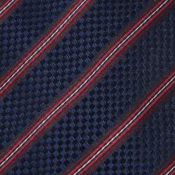 Louis Vuitton Blue & Red Diagonal Striped Silk Tie