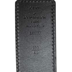 Pre Owned Louis Vuitton Black/Dark Brown Leather Initiales Reversible Belt 100CM