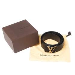 Pre Owned Louis Vuitton Black/Dark Brown Leather Initiales Reversible Belt 100CM