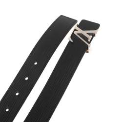 Pre Owned Louis Vuitton Black Epi Leather LV Initiales Belt  95CM
