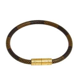 مملوكة مسبقًا Louis Vuitton Keep It Damier Ebene Canvas Gold Tone Bracelet