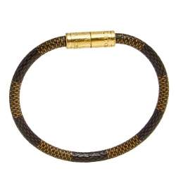 مملوكة مسبقًا Louis Vuitton Keep It Damier Ebene Canvas Gold Tone Bracelet