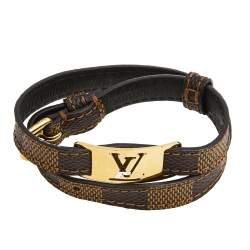Pre Owned سوار لوي فيتون سين إت كانفاس دامييه بلفة مزدوجة مقاس 19