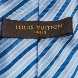 Pre Owned ربطة عنق لوي فيتون حرير مونوغرامي زرقاء مخططة