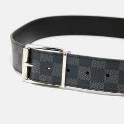 Pre Owned Louis Vuitton Black Damier Graphite Canvas Reversible Belt 110CM