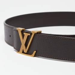 Pre Owned حزام لوي فيتون جلد بني داكن مزين بالأحرف الأولى مقاس 90 سم