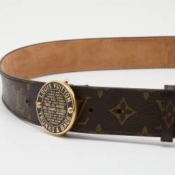 مملوكة مسبقًا حزام لوي فيتون إبزيم مستدير ترانكز أند باغز كانفاس مونوغرامي 80 سم