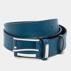 Pre Owned Louis Vuitton Cyan Epi Leather Legend Buckle Belt 95CM