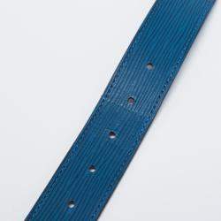 Pre Owned Louis Vuitton Cyan Epi Leather Legend Buckle Belt 95CM