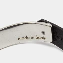 Pre Owned Louis Vuitton Curve it Leather Silver Tone Bracelet