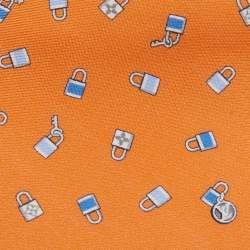 Louis Vuitton Silk Tie Monogram Brand All Pattern Orange Red System mens  ties