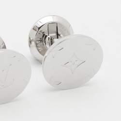 Louis Vuitton Palladium Finish Monogram Round Cufflinks