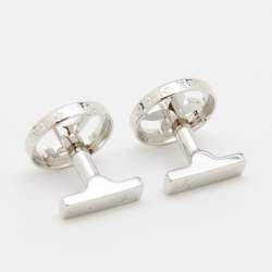 Louis Vuitton Silver Tone Round Catch Cufflinks