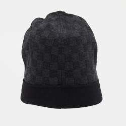 Pre Owned Louis Vuitton Grey LV Alpes Petit Damier Wool Beanie Hat