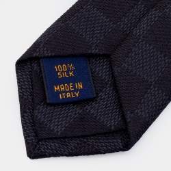 Pre Owned Louis Vuitton Black Damier Ebene Pattern Silk Tie