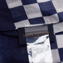 Louis Vuitton Blue & Orange Logo Printed Cotton & Silk Scarf 