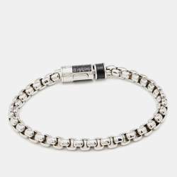 Pre Owned Louis Vuitton Silver Tone Monogram Chain Bracelet