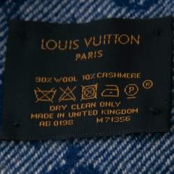 Louis Vuitton Blue Wool Cashmere Monogram Denimbellished City Scarf