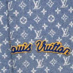 Louis Vuitton Blue Wool Cashmere Monogram Denimbellished City Scarf
