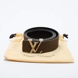 Pre Owned Louis Vuitton Olive Green Petite Damier Suede LV Initiales Belt 100CM