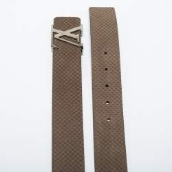 Pre Owned Louis Vuitton Olive Green Petite Damier Suede LV Initiales Belt 100CM