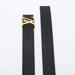 Pre Owned Louis Vuitton Black/Brown Leather LV Initiales Reversible Belt 105 CM