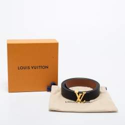 Pre Owned Louis Vuitton Black/Brown Leather LV Initiales Reversible Belt 105 CM
