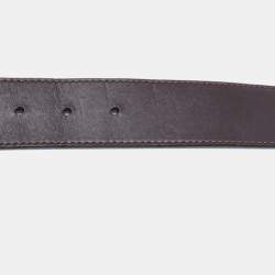 Pre Owned Louis Vuitton Black/Dark Brown Leather LV Initiales Reversible Belt 90CM