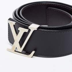 Pre Owned Louis Vuitton Black/Dark Brown Leather LV Initiales Reversible Belt 90CM