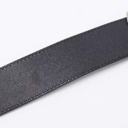 Pre Owned Louis Vuitton Black/Dark Brown Leather LV Initiales Reversible Belt 90CM