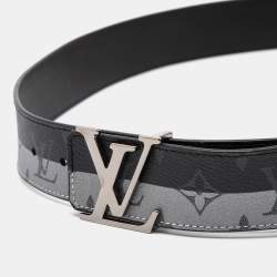 Pre Owned Louis Vuitton Eclipse/Grey Monogram Canvas Initiales Buckle Belt 100CM