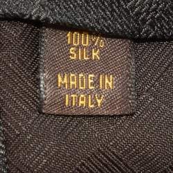 Pre Owned Louis Vuitton Black Damier Ebene Silk Jacquard Tie