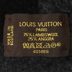 Louis Vuitton Black/Grey Monogram Cardiff Wool & Angora Scarf 