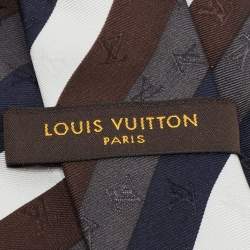 Louis Vuitton Multicolor Diagonal Striped Logo Silk Tie