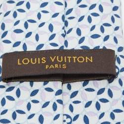 Pre Owned Louis Vuitton Blue Monogram Flower Print Silk Tie