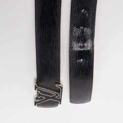 Pre Owned Louis Vuitton Black Electric Epi Leather LV Initiales Reversible Belt 85CM