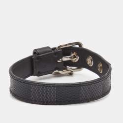 Louis Vuitton Black Canvas Leather SIlver Tone Bracelet