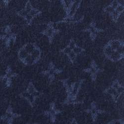 Pre Owned Louis Vuitton Navy Blue Wool and Cashmere Monogram Gradient Scarf