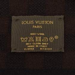 Pre Owned Louis Vuitton Brown Petit Damier Wool Scarf