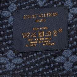 Louis Vuitton Navy Blue & Grey Logo Monogram Wool Scarf 