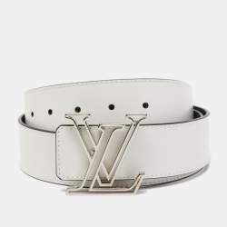 Louis Vuitton White Leather LV Initiales Reversible Belt 95CM Louis