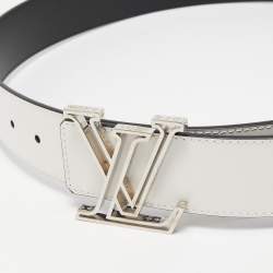 Pre Owned Louis Vuitton White Leather LV Initiales Reversible Belt 95CM