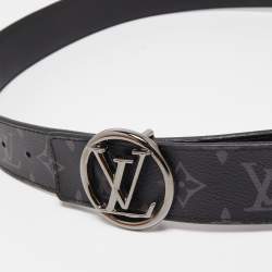 Pre Owned Louis Vuitton Monogram Eclipse Canvas LV Circle Reversible Belt 100CM
