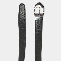 Louis Vuitton Black Taiga Leather Buckle Belt 90CM