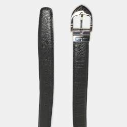 Pre Owned Louis Vuitton Black Taiga Leather Buckle Belt 90CM