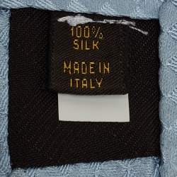 مملوكة مسبقًا Louis Vuitton Light Blue Damier Checkerboard Pattern Silk Tie